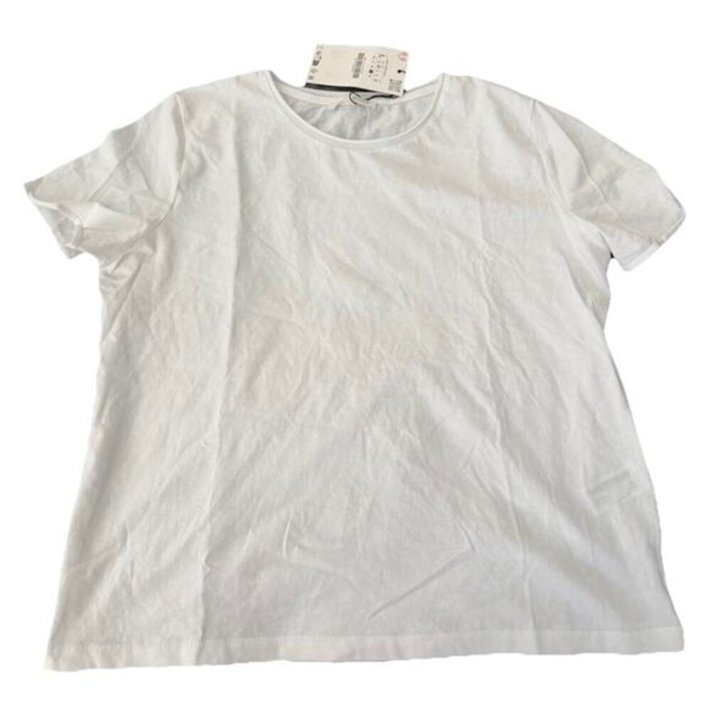 Zara white short sleeve shirt women size Lrg